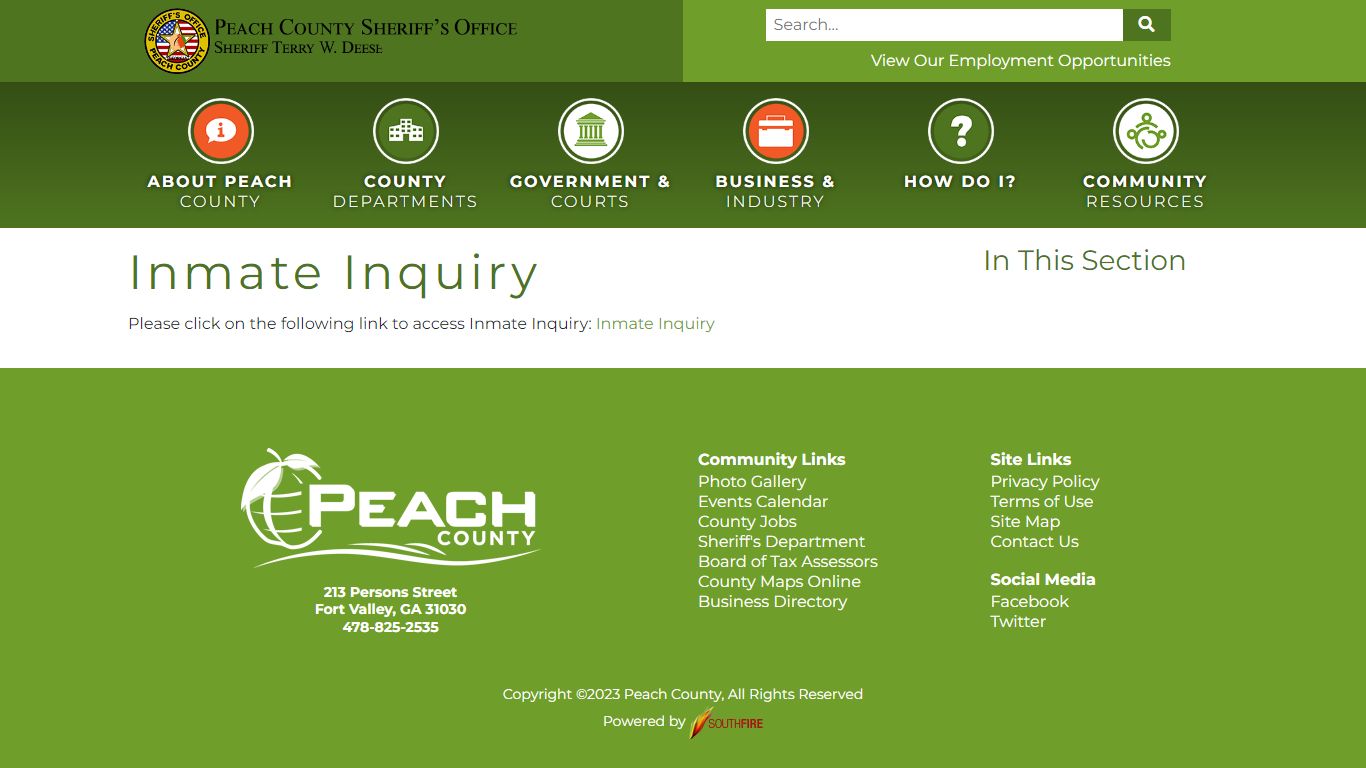 Inmate Inquiry | Peach County Ga | Peach County Georgia | Peach County ...