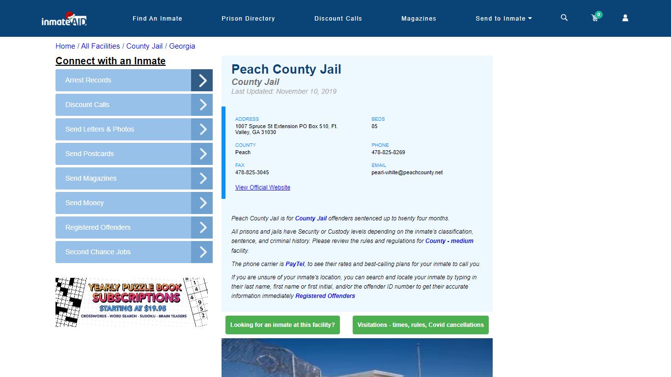 Peach County Jail - Inmate Locator - Ft. Valley, GA