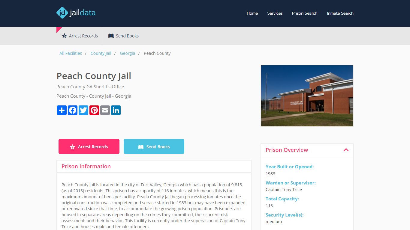 Peach County Jail Inmate Search and Prisoner Info - Fort Valley, GA